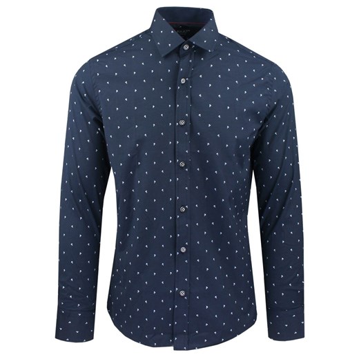 Męska Koszula, Taliowana (Slim Fit) - Rigon - Granat, Drobny Wzór KSDWRGN30305V2sl ze sklepu JegoSzafa.pl w kategorii Koszule męskie - zdjęcie 187374474