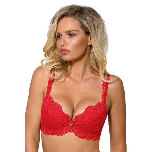 Biustonosz push-up Róża Newia czerwony ze sklepu kontri.pl w kategorii Biustonosze - zdjęcie 187375182