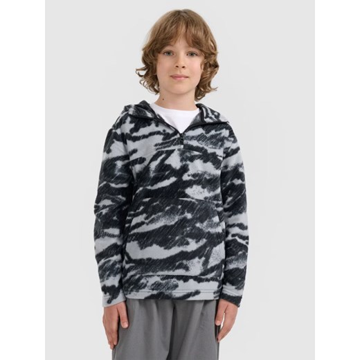 Chłopięcy polar z kapturem 4F 4FJWAW25TFLEM350 - multikolor ze sklepu Sportstylestory.com w kategorii Bluzy chłopięce - zdjęcie 187376232