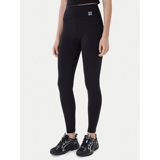 HUGO Legginsy 50545350 Czarny Slim Fit ze sklepu MODIVO w kategorii Spodnie damskie - zdjęcie 187376632