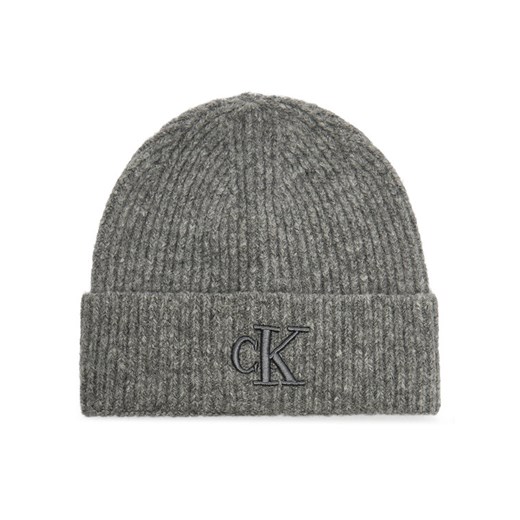 Calvin Klein Czapka Thick Embroidery K60K612321 Szary ze sklepu MODIVO w kategorii Czapki zimowe damskie - zdjęcie 187376653