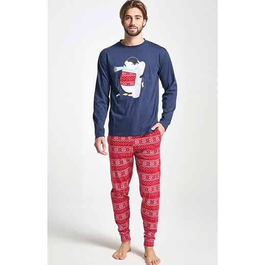 Męska piżama świąteczna z nadrukiem granatowa ALBANO, Kolor granatowo-czerwony, Rozmiar 2XL, Sorbetto ze sklepu Intymna w kategorii Piżamy męskie - zdjęcie 187377903