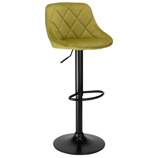 Oliwkowy hoker welurowy na czarnej nodze B6-Z17 ze sklepu Edinos.pl w kategorii Hokery - zdjęcie 187378072