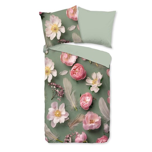 Good Morning Komplet pościeli flanelowej &quot;Senzi&quot; w kolorze jasnoróżowo-zielonym ze sklepu Limango Polska w kategorii Pościele - zdjęcie 187378731