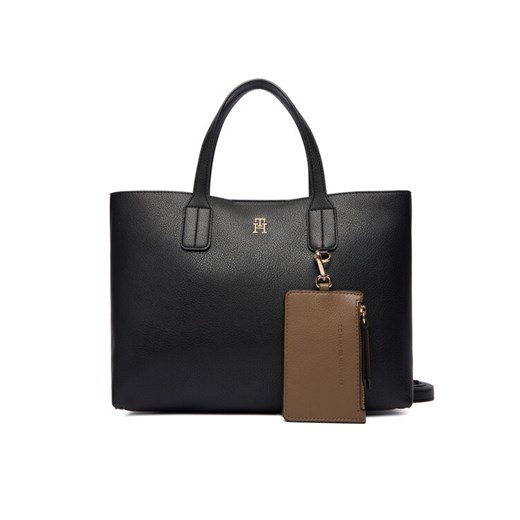 Torebka Tommy Hilfiger Th Icon Mini Tote AW0AW18233 Czarny ze sklepu eobuwie.pl w kategorii Torebki damskie - zdjęcie 187378840