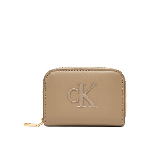 Calvin Klein Portfel Bold Ck Medium Zip Around LV04F1154G Beżowy ze sklepu MODIVO w kategorii Portfele damskie - zdjęcie 187379373