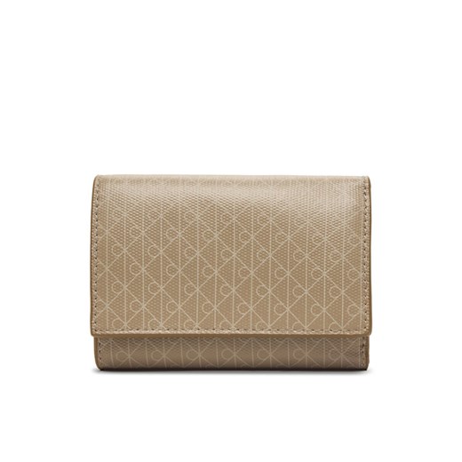 Calvin Klein Portfel Emblem Aop Trifold W/ Zip Pocket LV04F1118G Beżowy ze sklepu MODIVO w kategorii Portfele damskie - zdjęcie 187379393