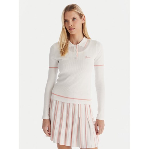 Guess Polo V5GP00Z3D60 Biały Slim Fit ze sklepu MODIVO w kategorii Bluzki damskie - zdjęcie 187379460