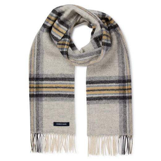 Andrew James Męski wełniany szalik Mężczyźni Wełna jasny szary w kratkę ze sklepu vangraaf w kategorii Szaliki męskie - zdjęcie 187380140