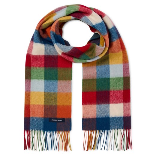 Andrew James Męski wełniany szalik Mężczyźni Wełna wielokolorowy w kratkę ze sklepu vangraaf w kategorii Szaliki męskie - zdjęcie 187380143