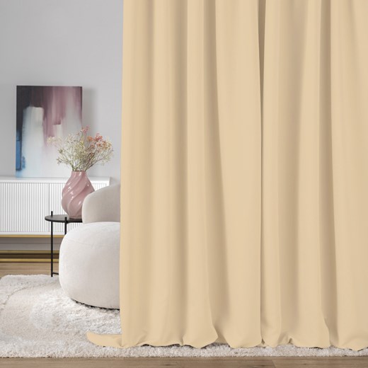 Zasłona zaciemniająca na taśmie marszczącej jasny beż 140 x 280 cm 1 szt. ze sklepu dekoria.pl w kategorii Zasłony - zdjęcie 187380210