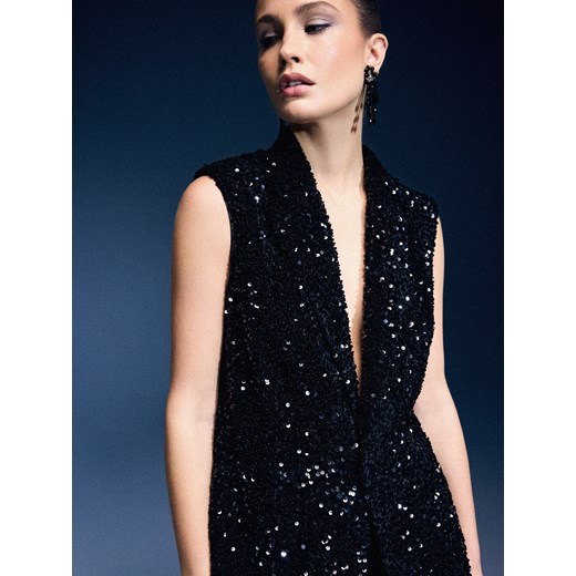 Mohito - Kamizelka z cekinami - czarny ze sklepu Mohito w kategorii Kamizelki damskie - zdjęcie 187380463