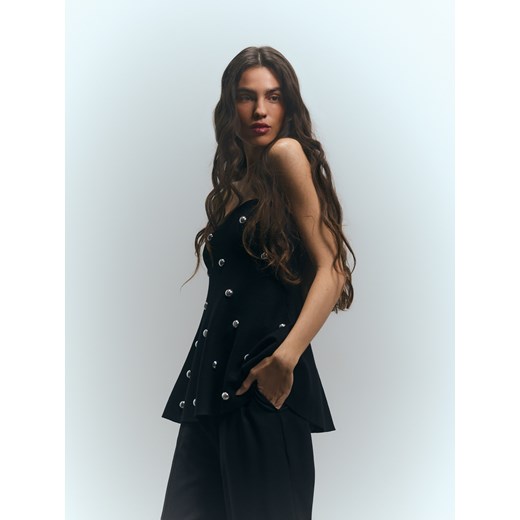 Reserved - Top z baskinką - czarny ze sklepu Reserved w kategorii Bluzki damskie - zdjęcie 187380763