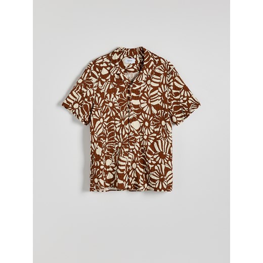 Reserved - Wzorzysta koszula comfort fit - ciemnobrązowy Reserved XL Reserved wyprzedaż