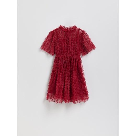 Reserved - Tiulowa sukienka z kokardkami - czerwony ze sklepu Reserved w kategorii Sukienki dziewczęce - zdjęcie 187380851