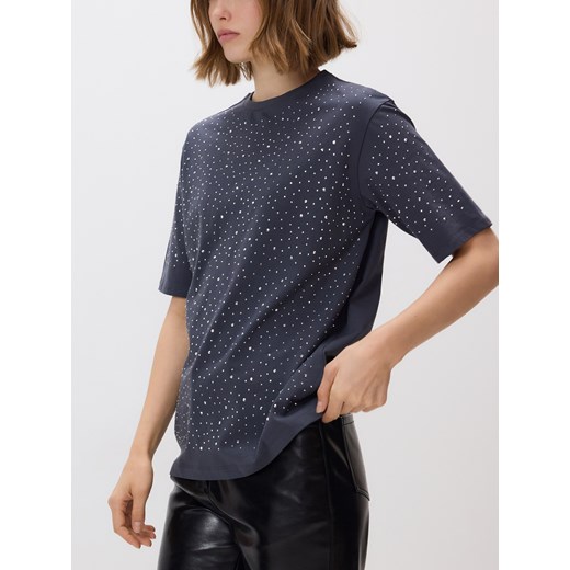 Reserved - T-shirt ze strasem - ciemnoszary ze sklepu Reserved w kategorii Bluzki damskie - zdjęcie 187380944