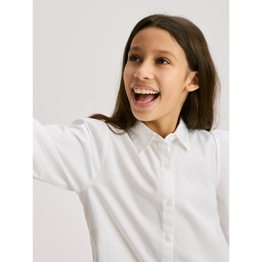 Reserved - Bawełniana koszula - biały ze sklepu Reserved w kategorii Bluzki dziewczęce - zdjęcie 187381032