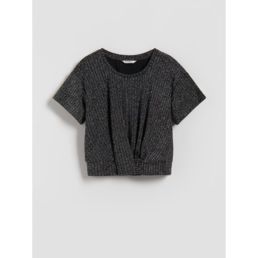 Reserved - Bluzka z metaliczną nicią - czarny ze sklepu Reserved w kategorii Bluzki dziewczęce - zdjęcie 187381071