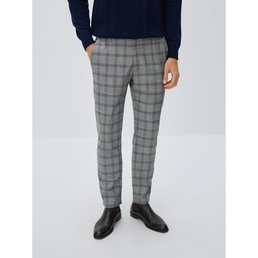 Reserved - Spodnie chino slim w kratę - szary ze sklepu Reserved w kategorii Spodnie męskie - zdjęcie 187381480