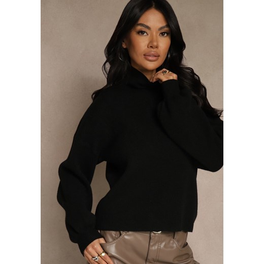 Czarny Golf Ozdobiony Ściągaczami Wedena Renee L renee.pl