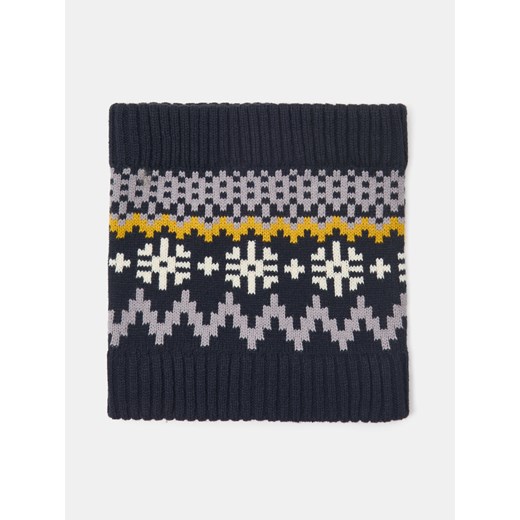 Sinsay - Komin prążkowany ze wzorem - granatowy Sinsay M Sinsay