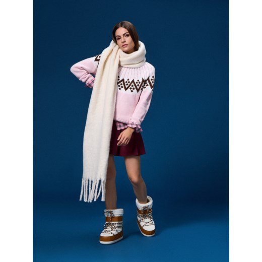 Sinsay - Szalik z frędzlami - kremowy Sinsay One Size Sinsay