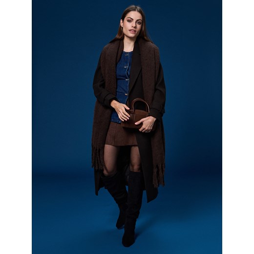 Sinsay - Szalik z frędzlami - brązowy Sinsay One Size Sinsay