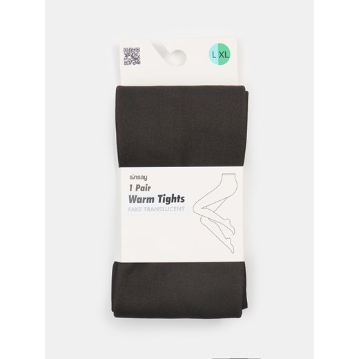 Sinsay - Rajstopy ocieplane o wyglądzie cienkich - czarny Sinsay S/M Sinsay