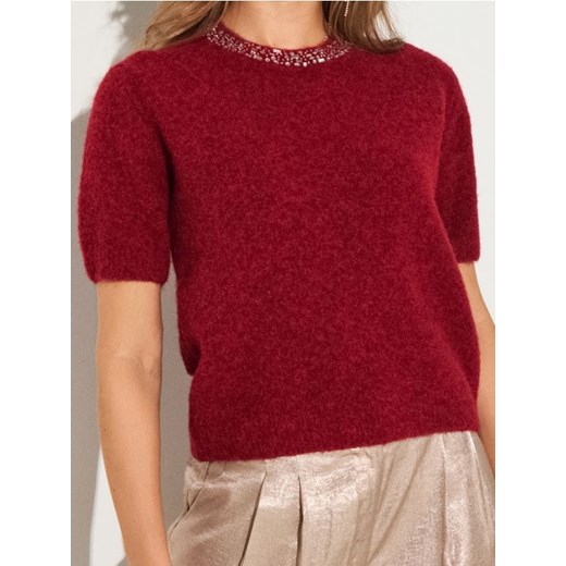 Sinsay - Bluzka swetrowa z domieszką wełny - czerwony ze sklepu Sinsay w kategorii Swetry damskie - zdjęcie 187382193