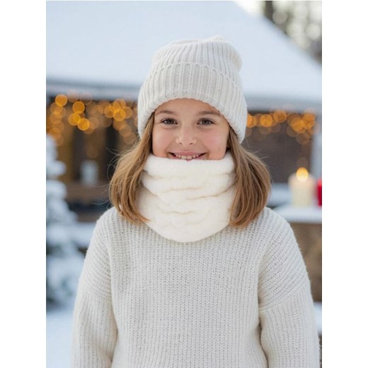 Sinsay - Pluszowy komin z tłoczeniem w serduszka - kremowy ze sklepu Sinsay w kategorii Szaliki dziecięce - zdjęcie 187382254