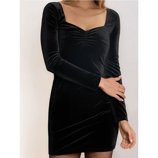 Sinsay - Sukienka mini z welurowym wykończeniem - czarny ze sklepu Sinsay w kategorii Sukienki - zdjęcie 187382262