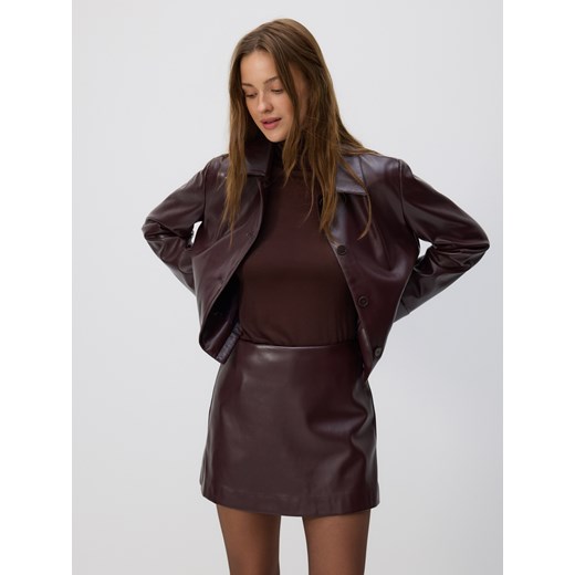Reserved - Spódnico-szorty z imitacji skóry - burgundowy ze sklepu Reserved w kategorii Spódnice - zdjęcie 187382543