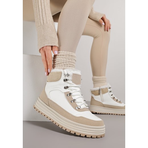Białe Sneakersy w Stylu Traperów na Platformie Ewedora ze sklepu renee.pl w kategorii Buty sportowe damskie - zdjęcie 187382900