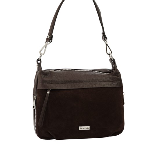 Skórzana torebka z zamszowym akcentem - Brązowa ciemna ze sklepu butyolivier w kategorii Listonoszki - zdjęcie 187382941