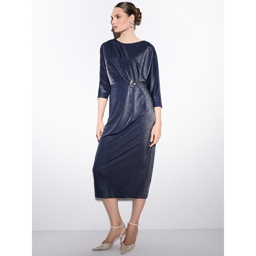 Mohito - Błyszcząca granatowa sukienka midi - granatowy Mohito XS Mohito