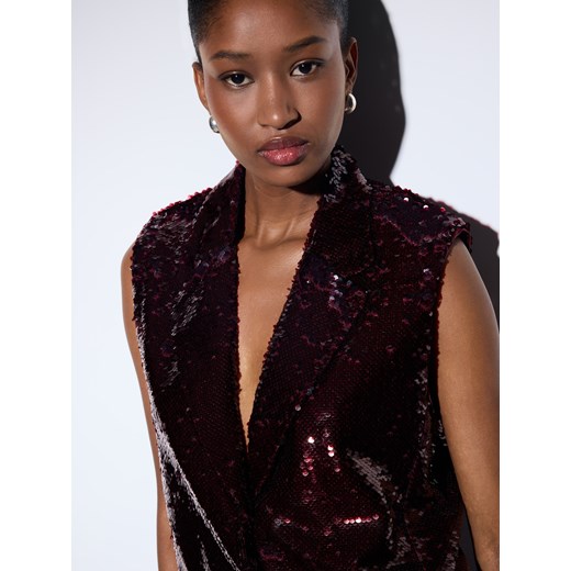 Mohito - Kamizelka z cekinami - kasztanowy ze sklepu Mohito w kategorii Kamizelki damskie - zdjęcie 187384301