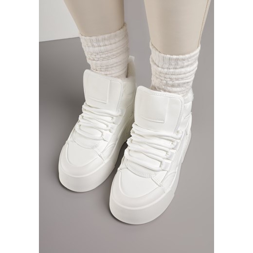 Białe Sneakersy z Ociepleniem na Platformie z Tłoczeniem Newedela Renee 36 renee.pl