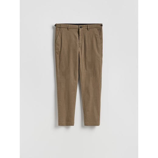 Reserved - Spodnie chino slim z regulacją w pasie - ciemnozielony ze sklepu Reserved w kategorii Spodnie męskie - zdjęcie 187384722