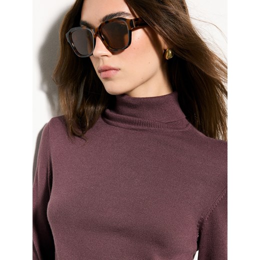 Mohito - Brązowy sweter z golfem - brązowy ze sklepu Mohito w kategorii Swetry damskie - zdjęcie 187385514