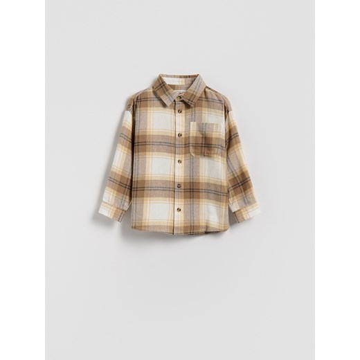 Reserved - Bawełniana koszula w kratę - beżowy ze sklepu Reserved w kategorii Koszule chłopięce - zdjęcie 187385963