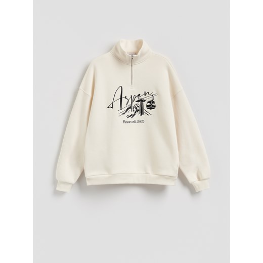 Reserved - Bluza z nadrukiem - kremowy ze sklepu Reserved w kategorii Bluzy damskie - zdjęcie 187385970