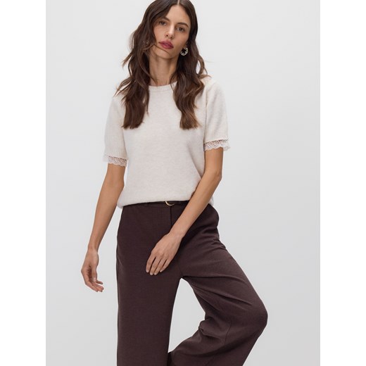 Reserved - Sweter z krótkim rękawem - beżowy ze sklepu Reserved w kategorii Swetry damskie - zdjęcie 187386001