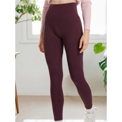 Sinsay - Prążkowane legginsy - bordowy ze sklepu Sinsay w kategorii Spodnie damskie - zdjęcie 187386832