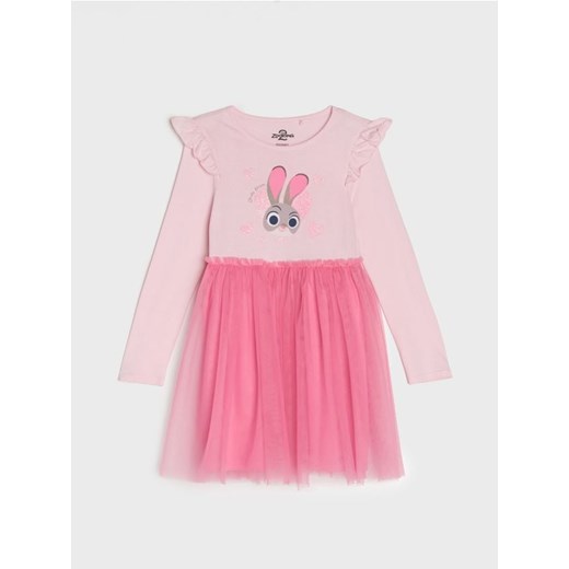 Sinsay - Sukienka babydoll z nadrukiem Disney Zwierzogród - różowy ze sklepu Sinsay w kategorii Sukienki dziewczęce - zdjęcie 187386834