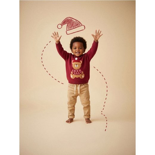 Sinsay - Bawełniany sweter w stylu świątecznym - bordowy ze sklepu Sinsay w kategorii Bluzy i swetry - zdjęcie 187386860