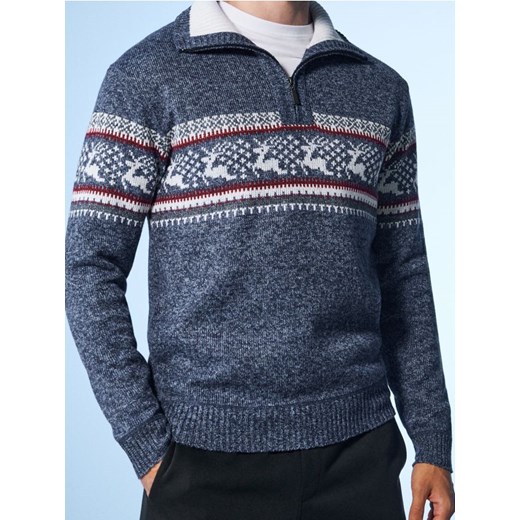 Sinsay - Ocieplany sweter z wysokim kołnierzem - niebieski ze sklepu Sinsay w kategorii Swetry męskie - zdjęcie 187386871