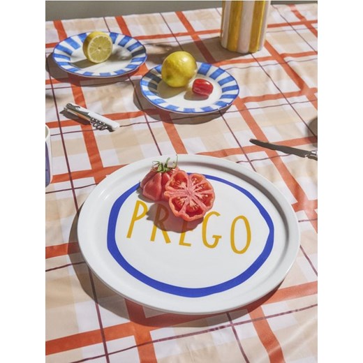 Sinsay - Duży talerz do pizzy z napisem Prego - granatowy ze sklepu Sinsay w kategorii Talerze - zdjęcie 187386872