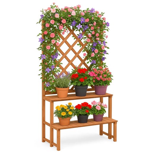 Brązowy ogrodowy kwietnik Z5-R52 ze sklepu Edinos.pl w kategorii Donice i kwietniki ogrodowe - zdjęcie 187386892