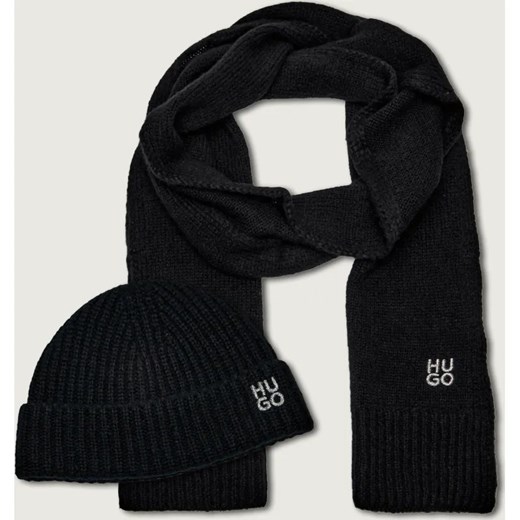 HUGO Wełniany szal + czapka Sarmi_Set ze sklepu Gomez Fashion Store w kategorii Szaliki i chusty damskie - zdjęcie 187387520