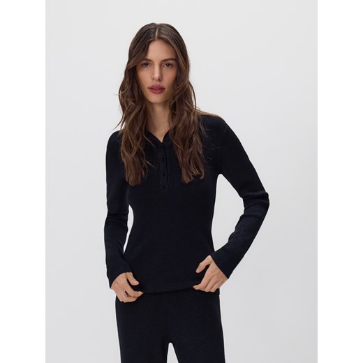 Reserved - Bluzka z kołnierzykiem - czarny ze sklepu Reserved w kategorii Bluzki damskie - zdjęcie 187387924